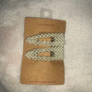 Set of white pearl clips never before worn or used from Brandy Melville